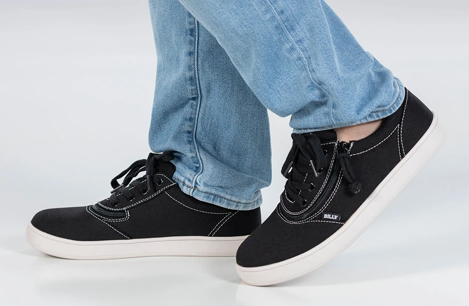 FINAL SALE - Men's Black/White Stitch BILLY Sneaker Low Tops 11 FINAL SALE - Men's Black/White Stitch BILLY Sneaker Low Tops - Image 9
