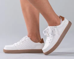 FINAL SALE - Women's White (Brown Mustache) BILLY Low Sneakers -Billy BW20007 100 Studio1 880x704 1