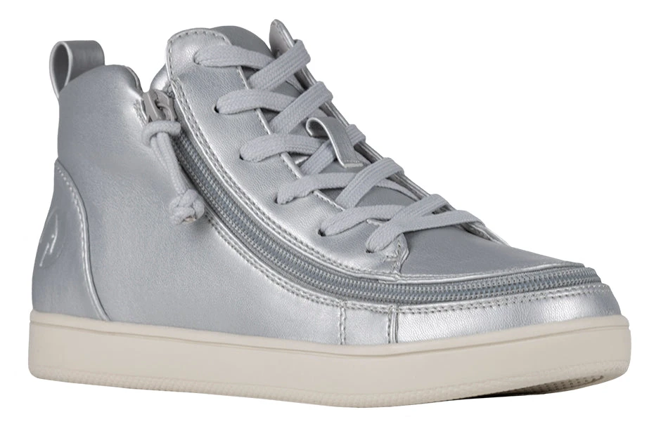 FINAL SALE - Women's Silver Grey Metallic BILLY Sneaker Lace Mid Tops 3 FINAL SALE - Women's Silver Grey Metallic BILLY Sneaker Lace Mid Tops
