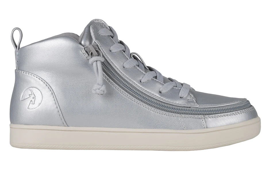 FINAL SALE - Women's Silver Grey Metallic BILLY Sneaker Lace Mid Tops 4 FINAL SALE - Women's Silver Grey Metallic BILLY Sneaker Lace Mid Tops - Image 2