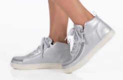 FINAL SALE - Women's Silver Grey Metallic BILLY Sneaker Lace Mid Tops 20 FINAL SALE - Women's Silver Grey Metallic BILLY Sneaker Lace Mid Tops -Billy BW22135 040 studio standing 1 940x614 21283b67 3de9 435e 829e 4b60623199c1