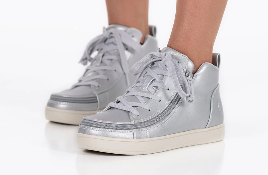FINAL SALE - Women's Silver Grey Metallic BILLY Sneaker Lace Mid Tops 12 FINAL SALE - Women's Silver Grey Metallic BILLY Sneaker Lace Mid Tops - Image 10